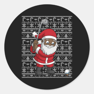 Zwart Afrikaans Amerikaans Sinterklaas Golf Lelijk Ronde Sticker