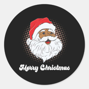 Zwart Afrikaans Kerstman Vrolijk Kerstfeest Kerstm Ronde Sticker
