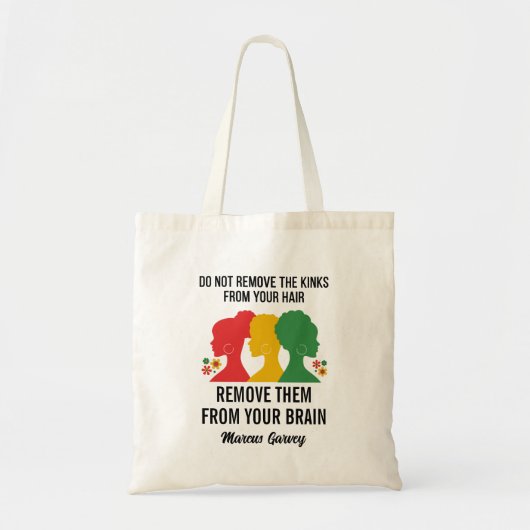 ZWART AFRO HAAR Inspirerend Quote Tote Bag (Voorkant)