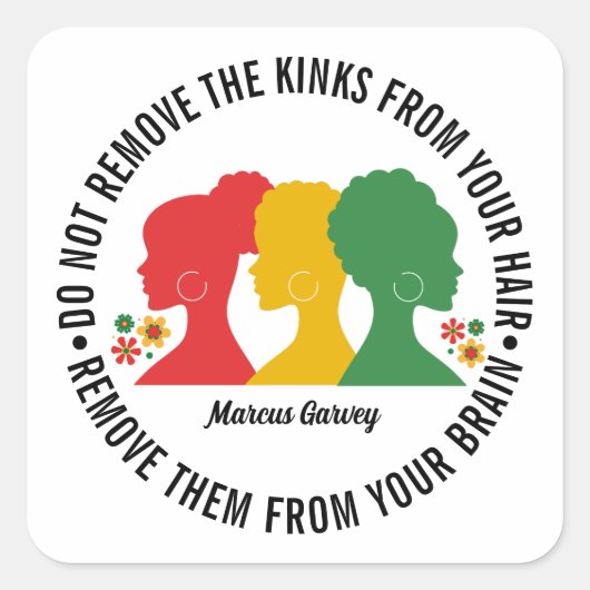 ZWART AFRO HAAR Inspirerend Quote Vierkante Sticker (Voorkant)