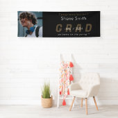 Zwart Afstudeerder Foto Gouden Tekst Afstuderen Ba Spandoek (Insitu)
