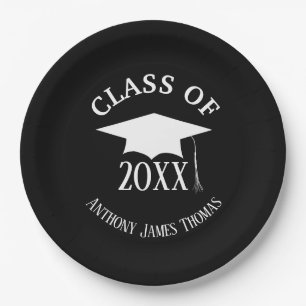 Zwart Afstudeerder Pet en bladpapier Borden 9 inch Papieren Bordje