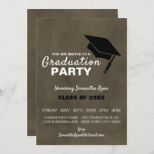 Zwart Afstudeerder Pet, Graduation Party Invitatio Aankondiging (Voorkant / Achterkant)