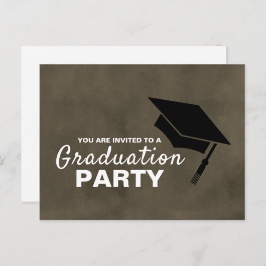 Zwart Afstudeerder Pet, Graduation Party Invitatio Uitnodiging Briefkaart (Voorkant / Achterkant)