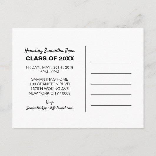 Zwart Afstudeerder Pet, Graduation Party Invitatio Uitnodiging Briefkaart (Achterkant)