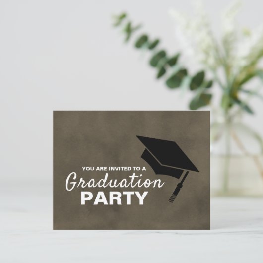 Zwart Afstudeerder Pet, Graduation Party Invitatio Uitnodiging Briefkaart (Staand voorkant)