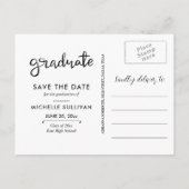 Zwart Afstuderen Elegant Script | Afstudeerder twe Aankondigingskaart (Achterkant)