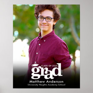 Zwart Afstuderen Foto Wit Typografie Minimalist Poster
