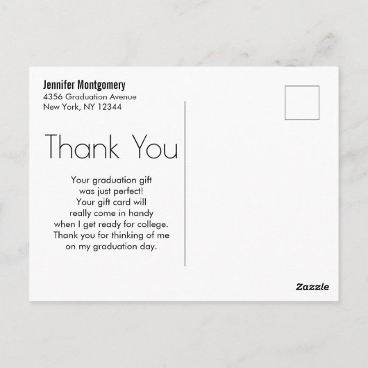 Zwart Afstuderen Gouden LetteringBedankt Briefkaart