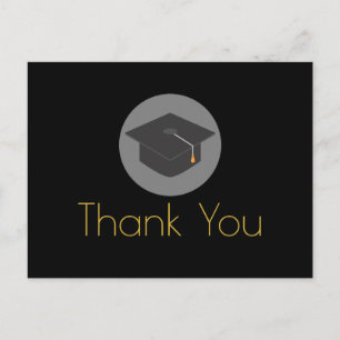 Zwart Afstuderen Gouden LetteringBedankt Briefkaart