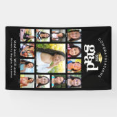 Zwart Afstuderen K-12 Fotocollage Bold Modern Spandoek (Horizontaal)