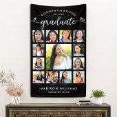 Zwart Afstuderen K-12 Modern Script Photo Collage Spandoek