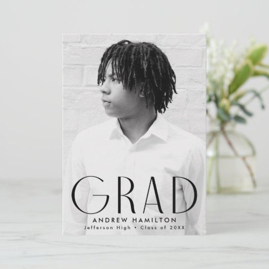 Zwart Afstuderen met moderne eenvoud Aankondiging (Staand voorkant)