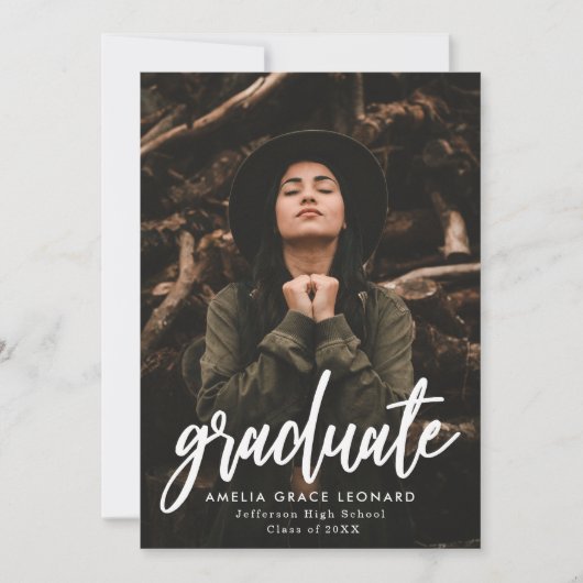 Zwart | Afstuderen met scriptfoto's Aankondiging (Voorkant)