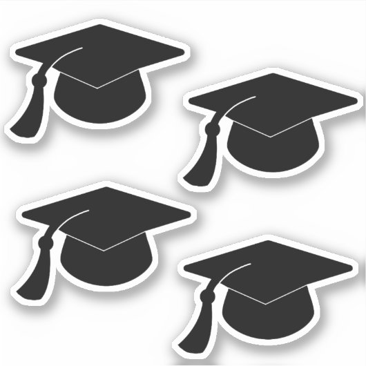 Zwart Afstuderen Pet Eenvoudig Afstuderen Sticker (Voorkant)