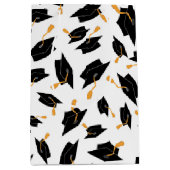 Zwart Afstuderen Petten Patroon op wit Medium Cadeauzakje (Voorkant)