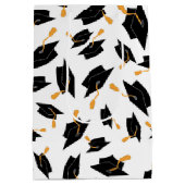 Zwart Afstuderen Petten Patroon op wit Medium Cadeauzakje (Achterkant)