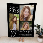 Zwart Afstuderen voor fotoscript Fleece Deken