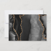 Zwart Agaat Elegant Goud Script Bruiloft RSVP Kaartje (Achterkant)