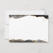 Zwart Agaat Geode Monogram Script Gold Glitter Notitiekaartje (Achterkant)