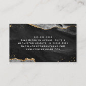 Zwart Agaat Goud Glitter Script Monogram Visitekaartje (Achterkant)