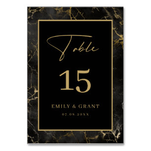 Zwart Agaat Stone Gouden Rand Tafel Nummer Kaart