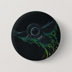 Zwart als pitch ronde button 5,7 cm