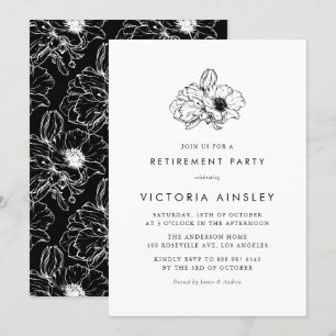 Zwart Anemoon Bloemen Pensioen Party Kaart