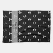 Zwart ankerpatroon theedoek (Horizontaal)