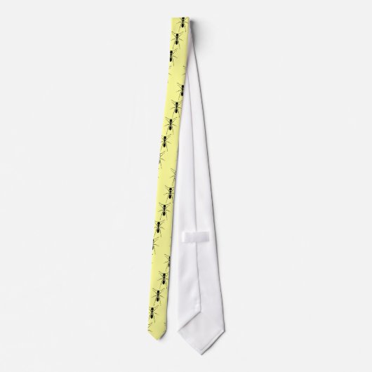 Zwart Ant Pattern Yellow Custom Stropdas (Achterkant)