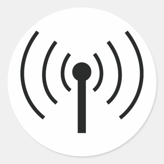 zwart antennepictogram ronde sticker (Voorkant)