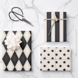 Zwart & Antiek Wit Patronen Collectie Inpakpapier Vel
