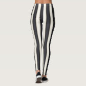 Zwart-Antiek-witte verticale strepen Funny Leggings (Achterkant)