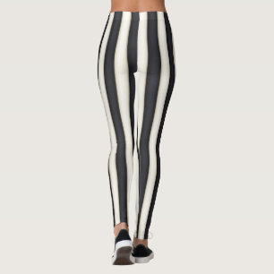 Zwart-Antiek-witte verticale strepen Funny Leggings