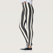 Zwart-Antiek-witte verticale strepen Funny Leggings (Links)