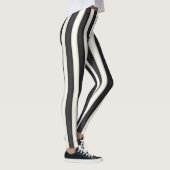 Zwart-Antiek-witte verticale strepen Funny Leggings (Rechts)
