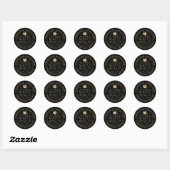 Zwart apeletiket met goudmakreel ronde sticker (Vel)