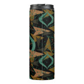 Zwart, Aqua, Faux-houtpijlen | Moderne middenstand Thermosbeker (Achterkant)