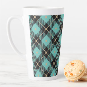 Zwart Aqua geruit patroon Latte Mok