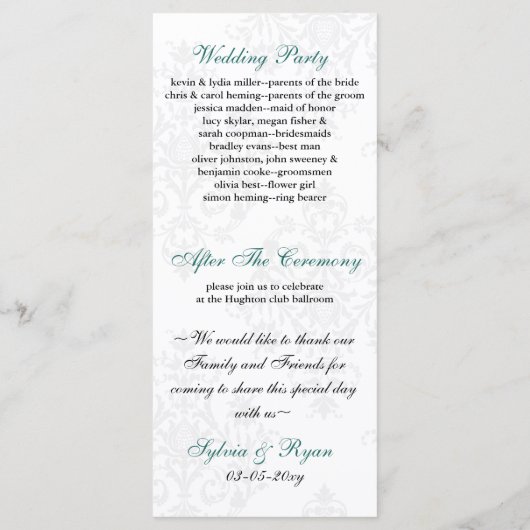 zwart aqua Trouwprogramma Programma (Achterkant)