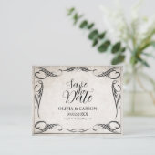  Zwart Art Deco Bruiloft Save the Date (Staand voorkant)