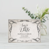 Zwart Art Deco Bruiloft Save the Date (Staand voorkant)