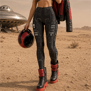 Zwart astronautenpak voor ruimteverkenning SciFi Leggings