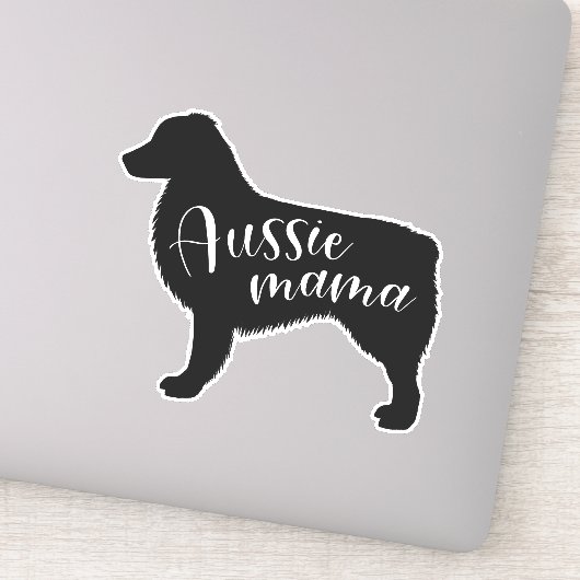 Zwart Australisch Herder Silhouet "Aussie Mama" Sticker (Detail)