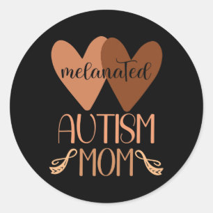 Zwart Autisme Moeder van Autistische Zoon Kinder M Ronde Sticker
