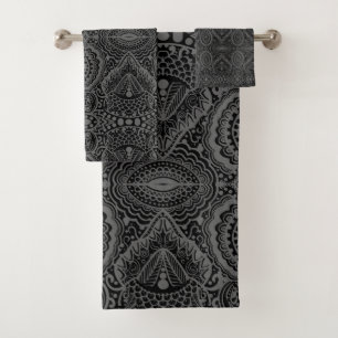 Zwart aztec patroon bad handdoek