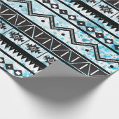Zwart Aztec Tribal Pattern & Blauwe Waterverf Cadeaupapier (Hoek)