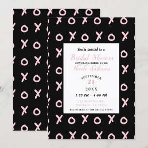 Zwart & Baby Roze X O XO XO's Trendy Bruidsfeestje Kaart