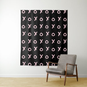 Zwart & Baby Roze X O XO XO's Trendy Cute Wandkleed
