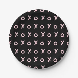 Zwart & Baby Roze X O XO XO's Trendy Schattig Papieren Bordje